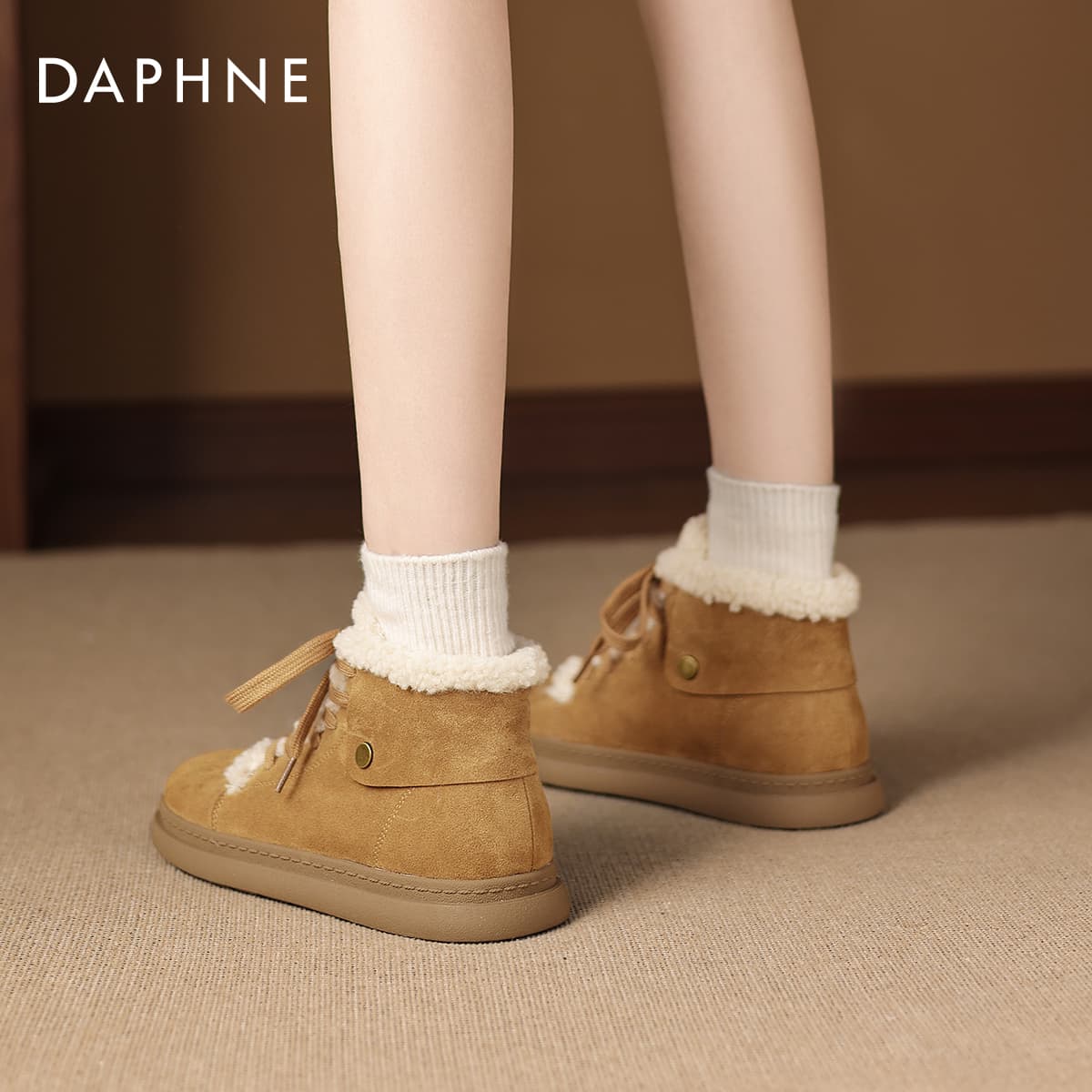 Ботинки DAPHNE Армейские ботинки Caramel Высота каблука 2,5 см Женские - изображение 7