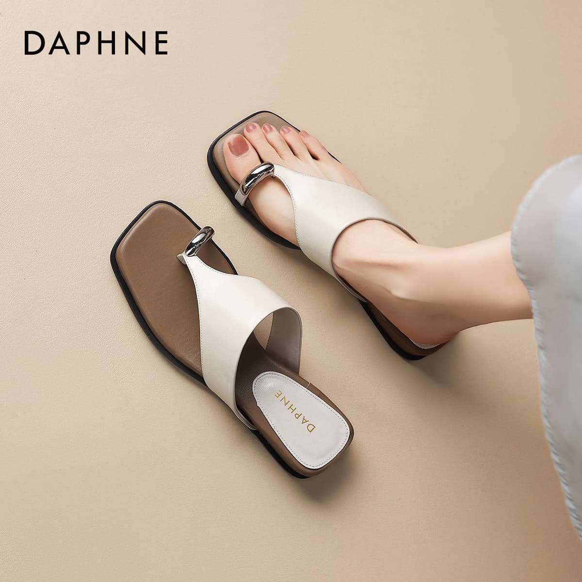 Сандалии с ремешком DAPHNE Пляжные сандалии Бежевые Женские - изображение 7