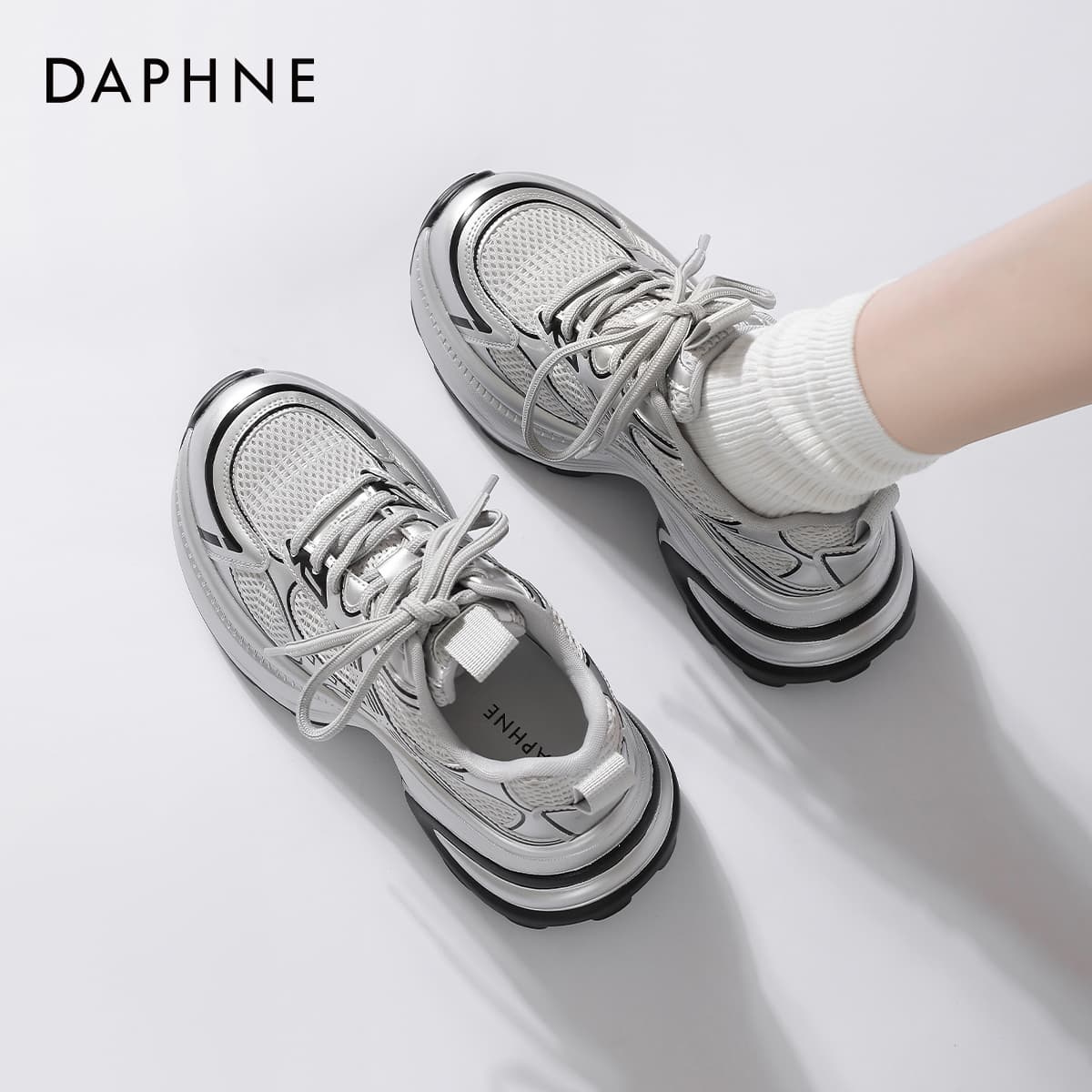 Кроссовки DAPHNE Синтетическая кожа текстиль Низкие кеды с толстой подошвой Женские - изображение 6
