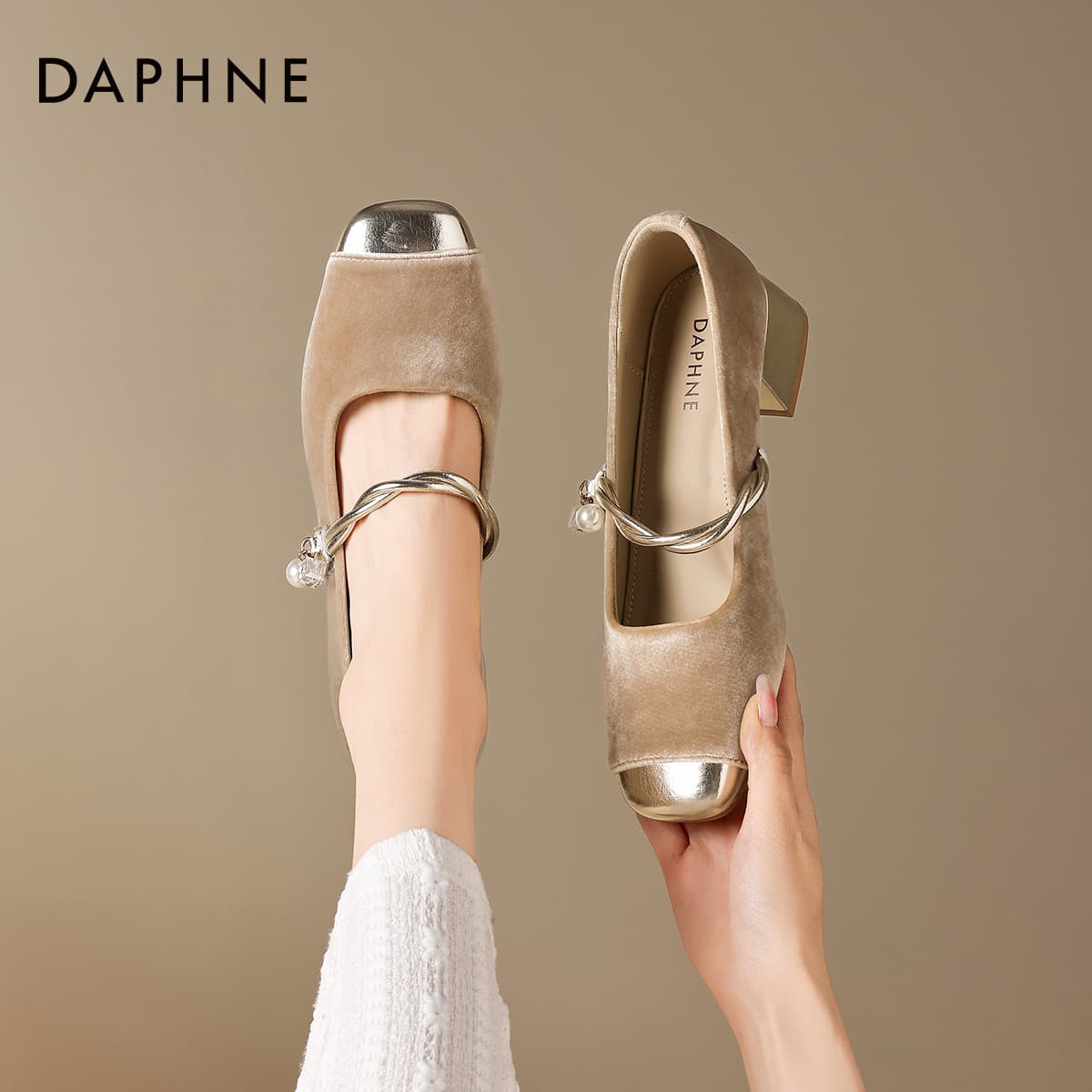 DAPHNE Текстиль Синтетическая кожа Туфли Мэри Джейн с грубым каблуком Женские - изображение 8