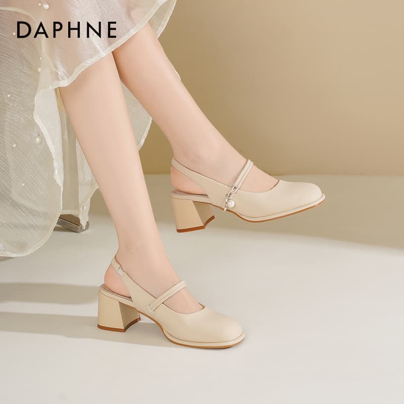 Шлёпанцы DAPHNE One Шнуровка Сандалии Ecru [Спина Открытая Стиль 6 см Каблук] Женские - изображение 4