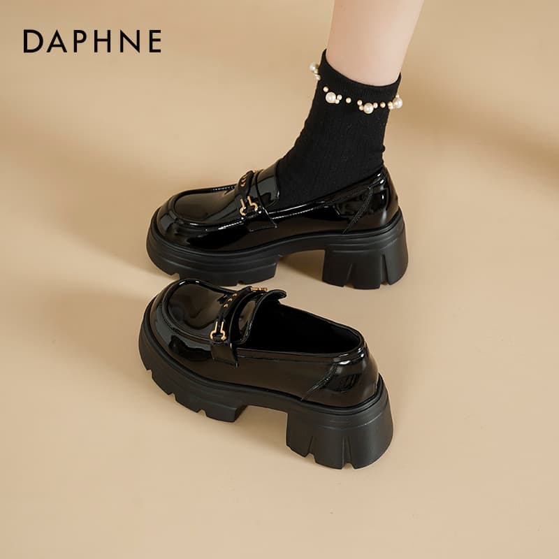 Лоферы DAPHNE Лоферы Низкий Топ Классический Универсальный Черный [6,5 см Высота каблука] Женский - изображение 8