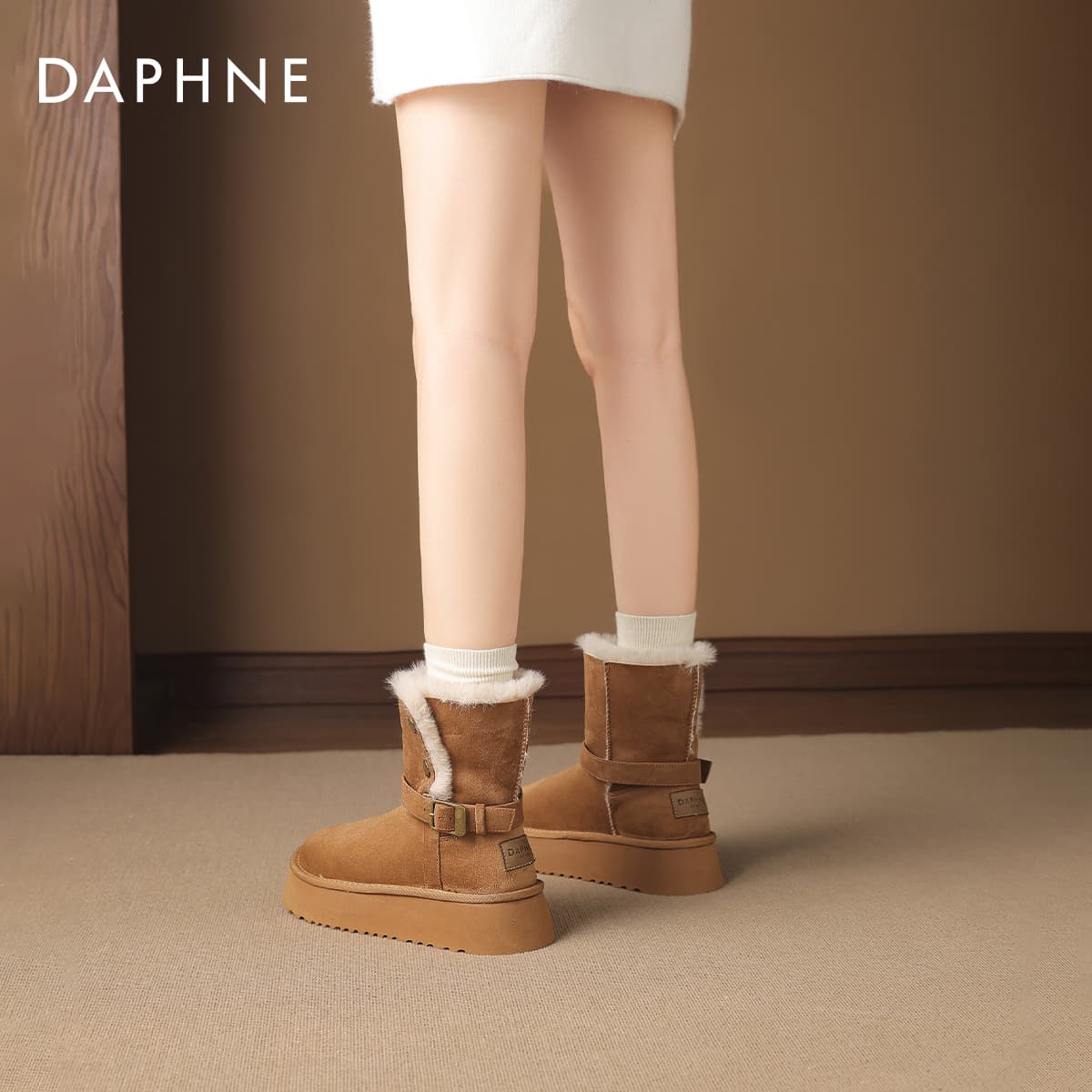 Ботинки зимние DAPHNE Ткань Майярд Стиль С флисовой подкладкой Термический Легкий Сосна Дизайн Двусторонний Противоскользящий Удобный - изображение 6