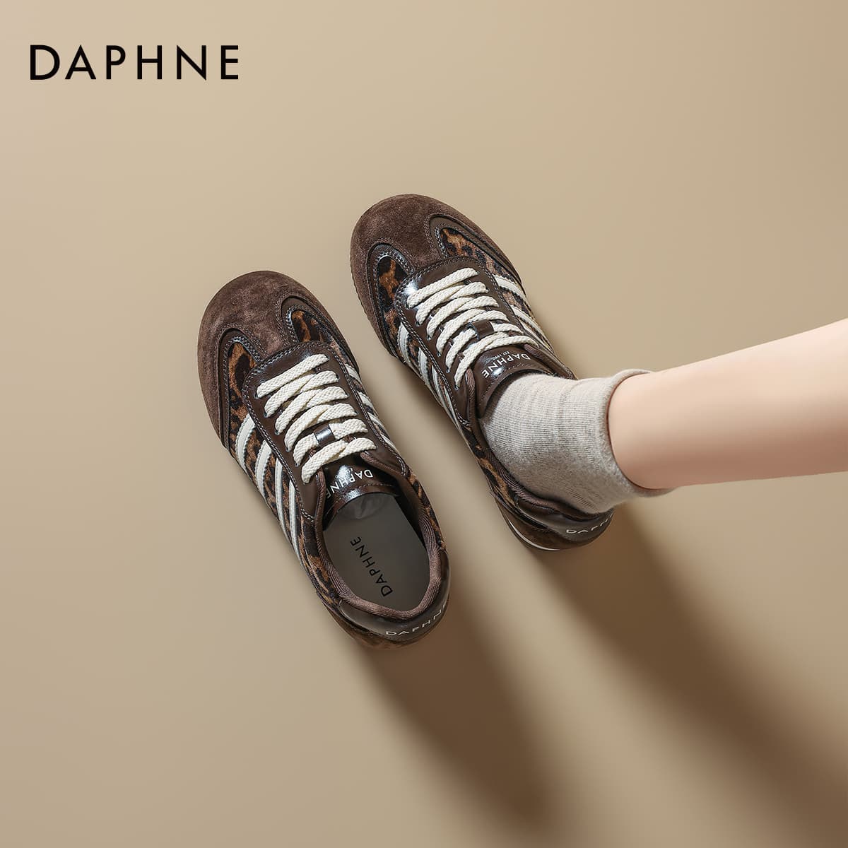 Кроссовки DAPHNE Повседневная обувь Лоу-топы Леопардовый принт Женские - изображение 4