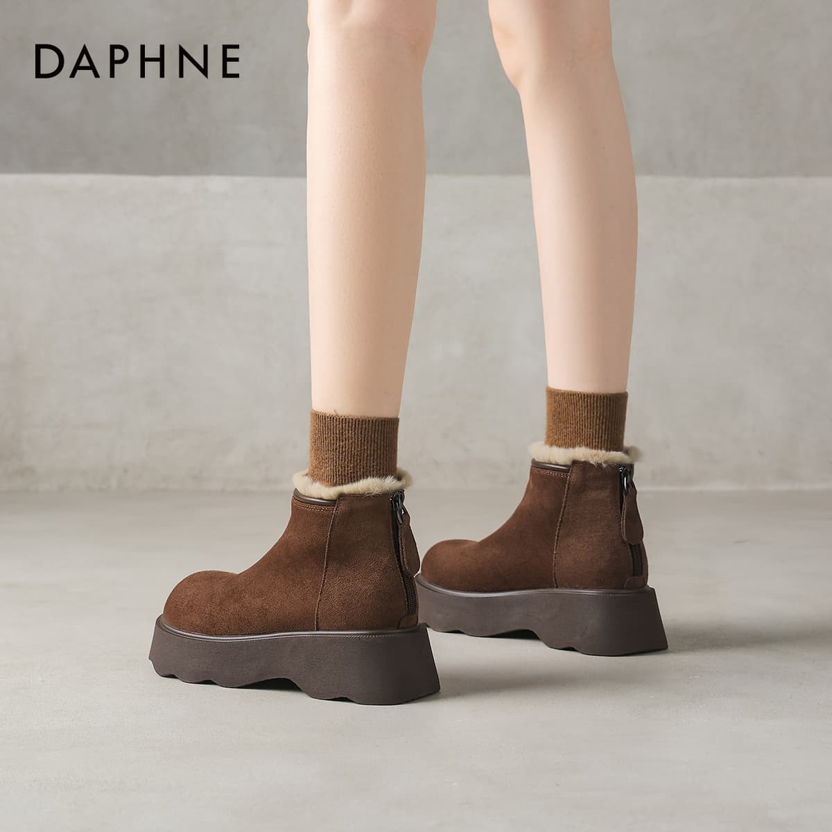 Ботинки зимние DAPHNE Ткань Минималистичный Однотонный Универсальный Легкий Утолщенный и с Флисовой Подкладкой Противоскользящий - изображение 5