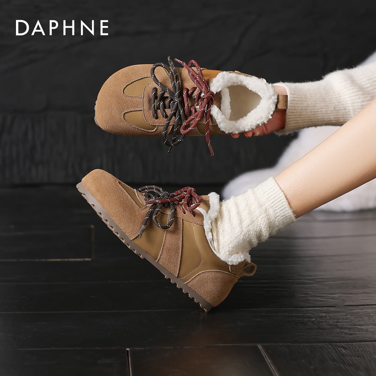 Ботинки зимние DAPHNE Сноубутсы Верблюжий цвет С флисовой подкладкой Женские - изображение 7