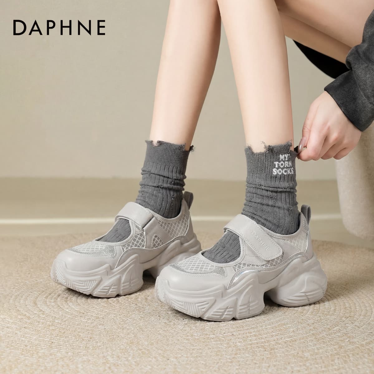 Кроссовки Daphne Синтетическая кожа текстиль Низкие кеды с толстой подошвой Женские - изображение 3