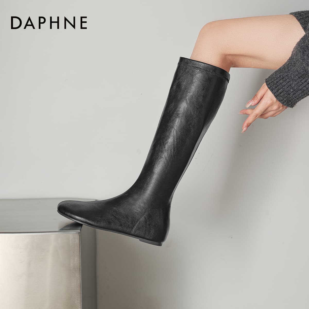 Ботинки DAPHNE Высокие сапоги до колена Черный Женские - изображение 7