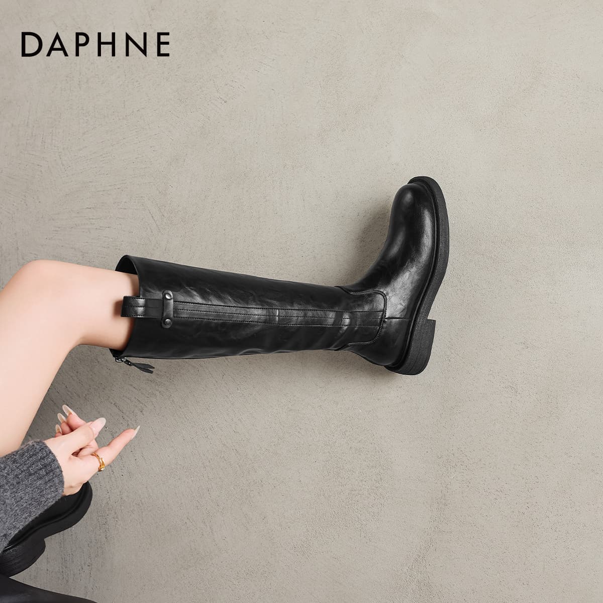 Ботинки DAPHNE Колено High Ботинки Черный Женские - изображение 6