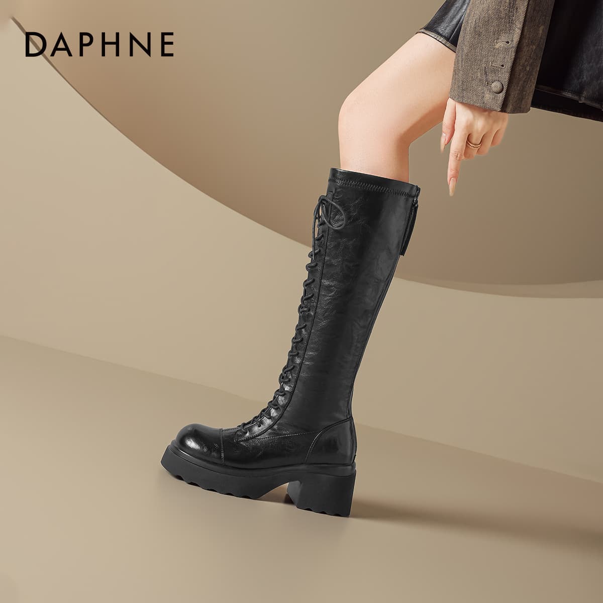 Ботинки DAPHNE Высокие сапоги до колена Черный Женские - изображение 6