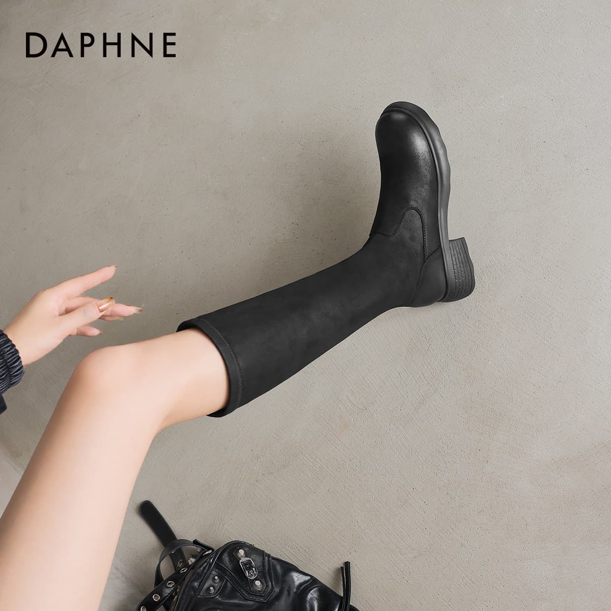 Ботинки DAPHNE Колено Высокие сапоги Черные Женские - изображение 7