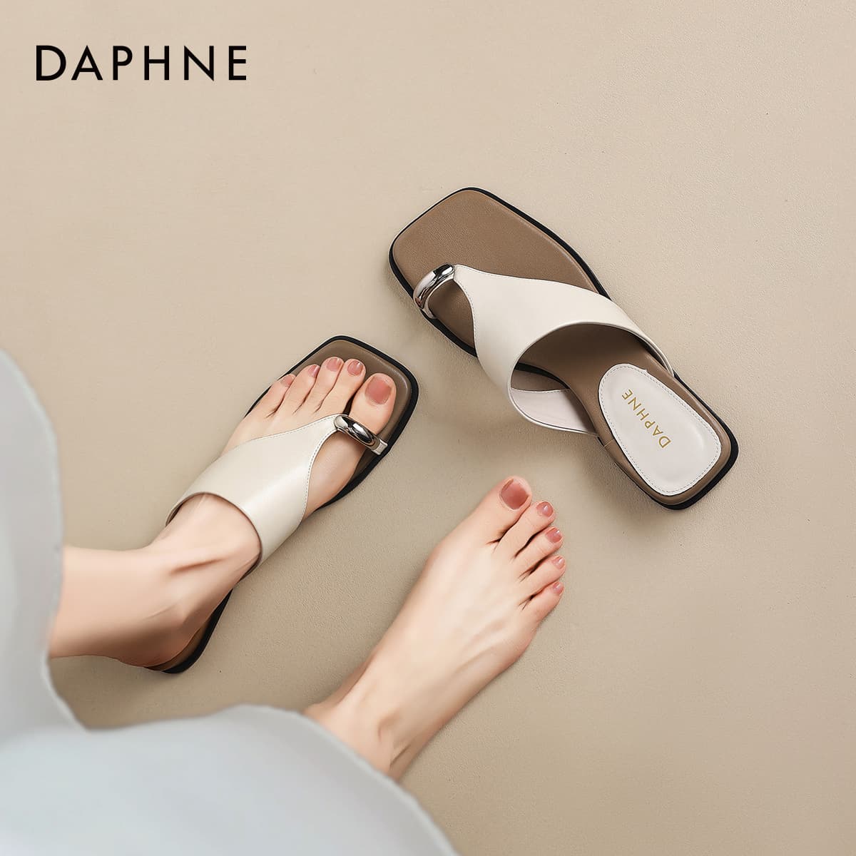 Сандалии с ремешком DAPHNE Пляжные сандалии Бежевые Женские - изображение 3