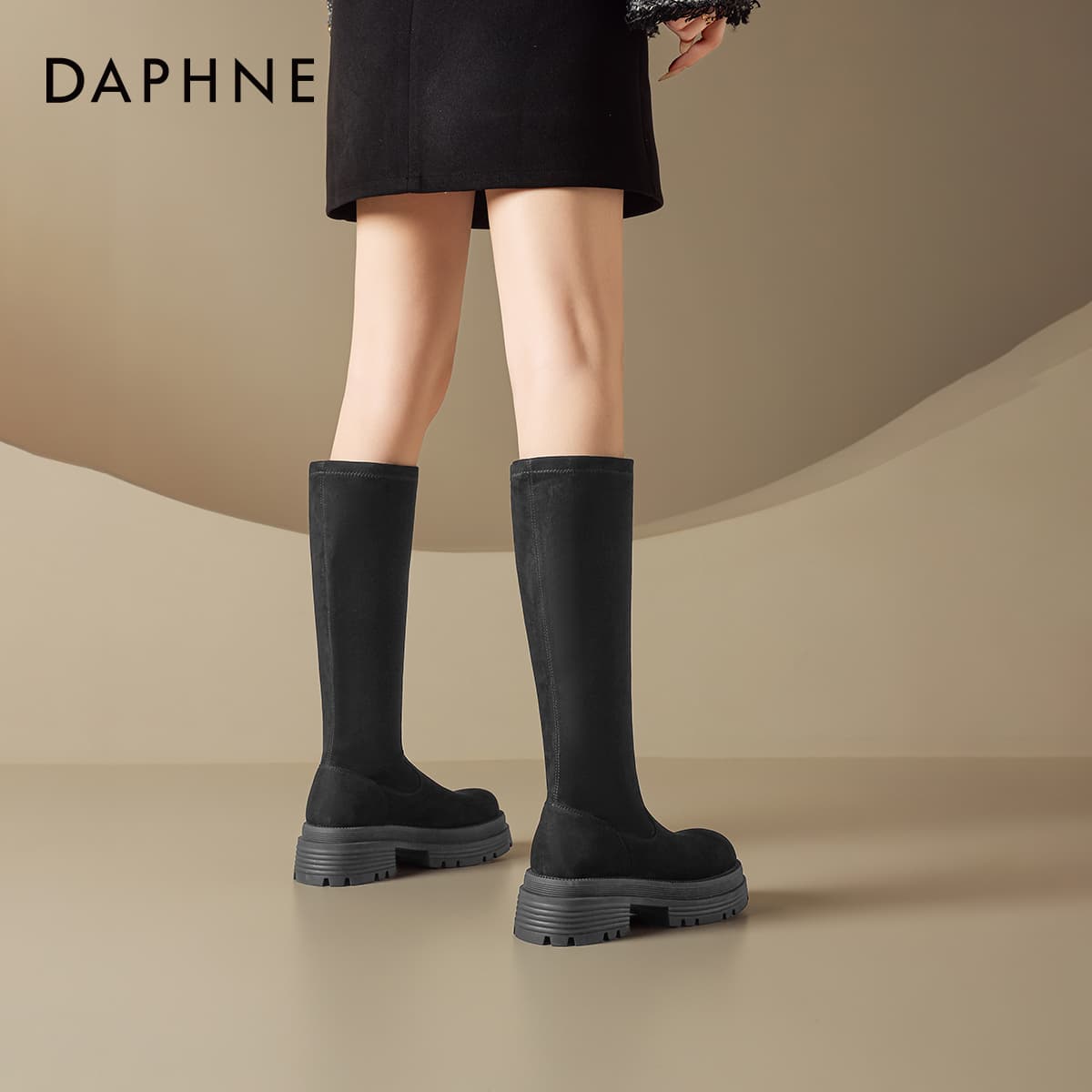 Ботинки DAPHNE Высокие сапоги до колена Черный Женские - изображение 6