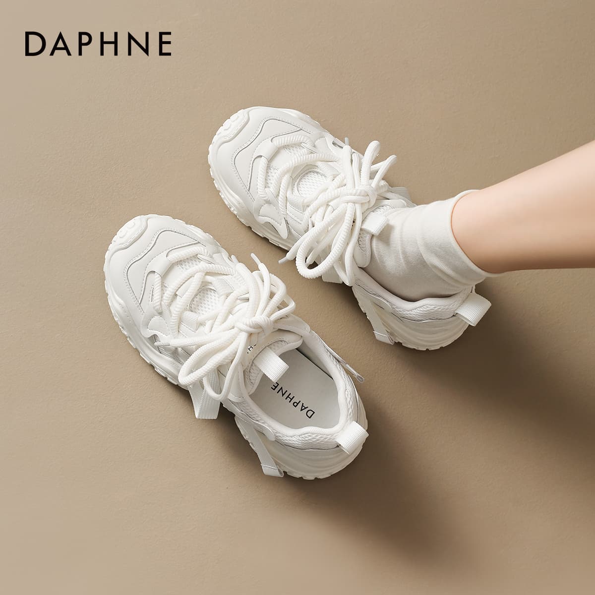 Кроссовки DAPHNE Синтетическая кожа текстиль Низкие кеды с толстой подошвой Женские - изображение 5