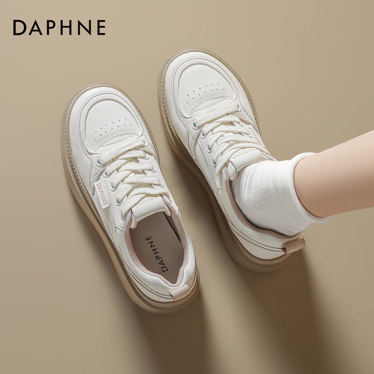 Кроссовки DAPHNE Кеды для скейтбординга Лоу-топы Экрю Женские - изображение 4