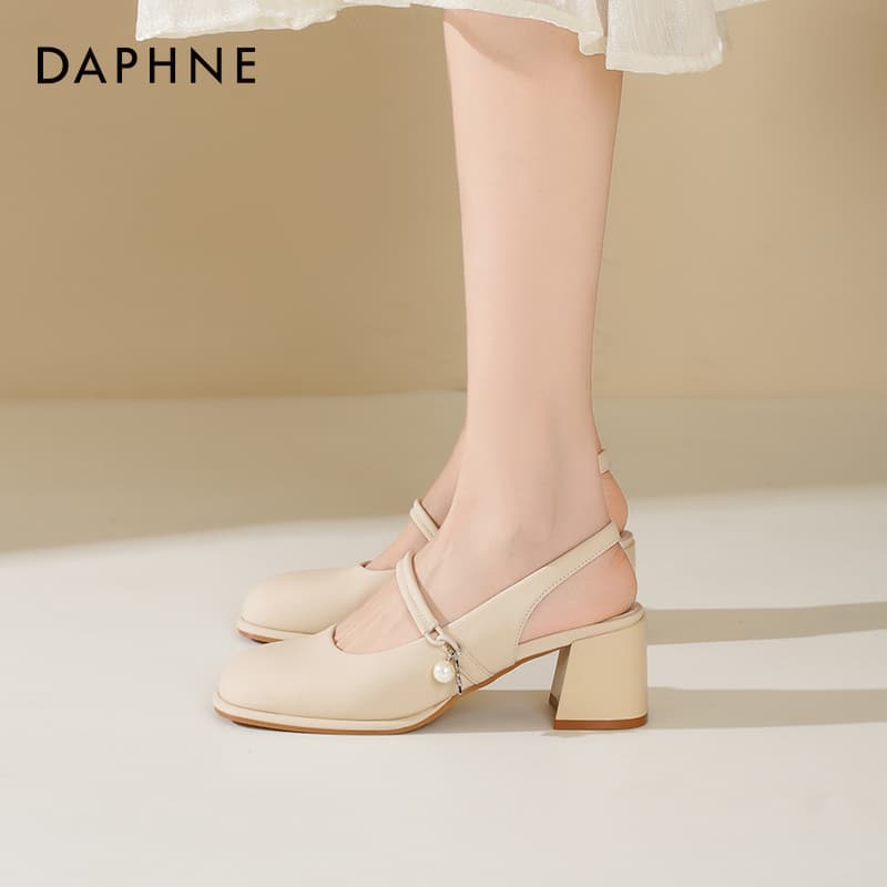Шлёпанцы DAPHNE One Шнуровка Сандалии Ecru [Спина Открытая Стиль 6 см Каблук] Женские - изображение 6