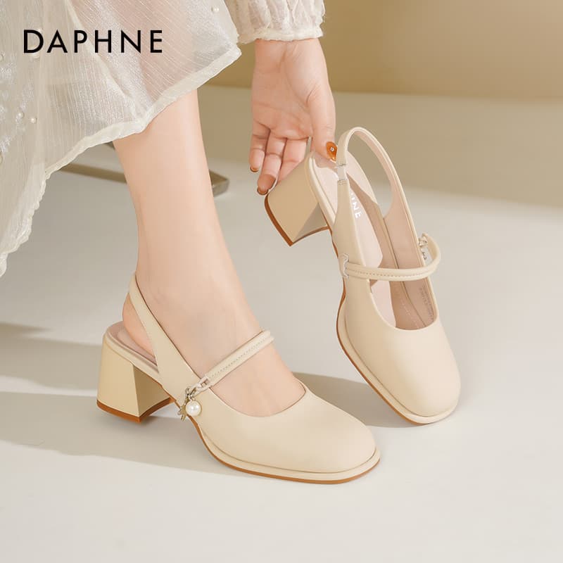 Шлёпанцы DAPHNE One Шнуровка Сандалии Ecru [Спина Открытая Стиль 6 см Каблук] Женские - изображение 5