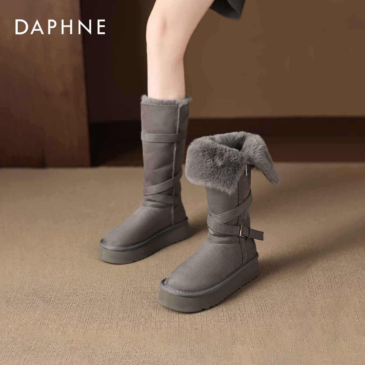 Ботинки зимние Daphne Сноубутсы Мокко Серый с Флисовой Подкладкой Женские - изображение 7