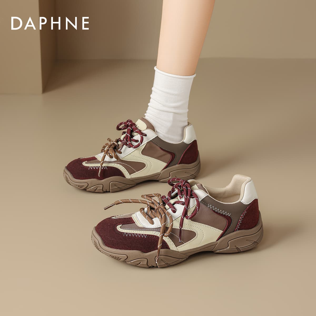 Кроссовки DAPHNE Повседневная обувь Low Топ Коричнево-красный Женские - изображение 5