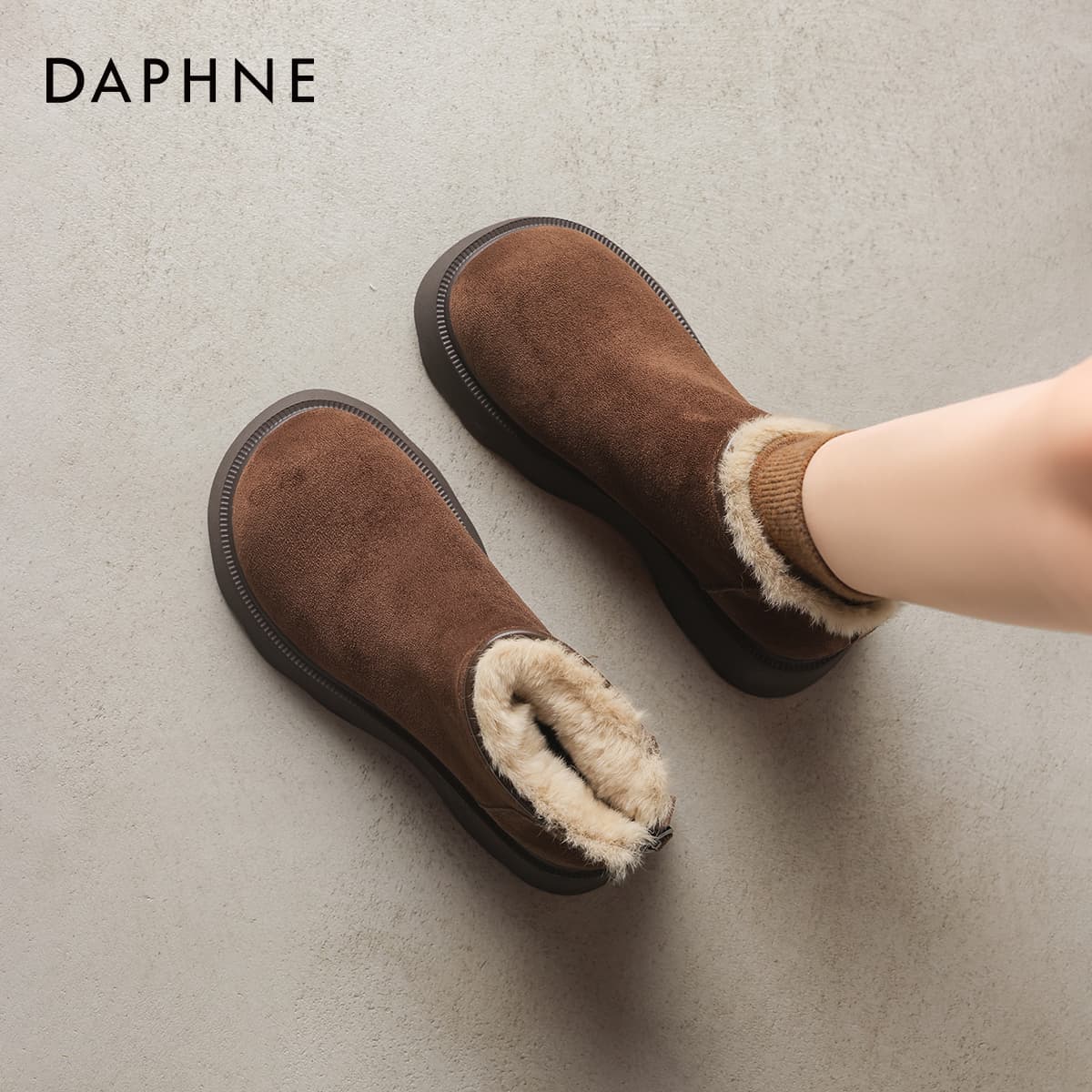 Ботинки зимние DAPHNE Ткань Минималистичный Однотонный Универсальный Легкий Утолщенный и с Флисовой Подкладкой Противоскользящий - изображение 7