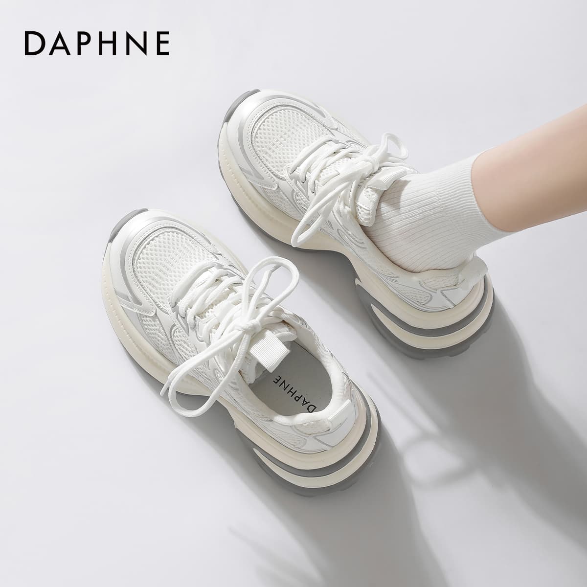 Кроссовки DAPHNE Синтетическая кожа текстиль Низкие кеды с толстой подошвой Женские - изображение 11