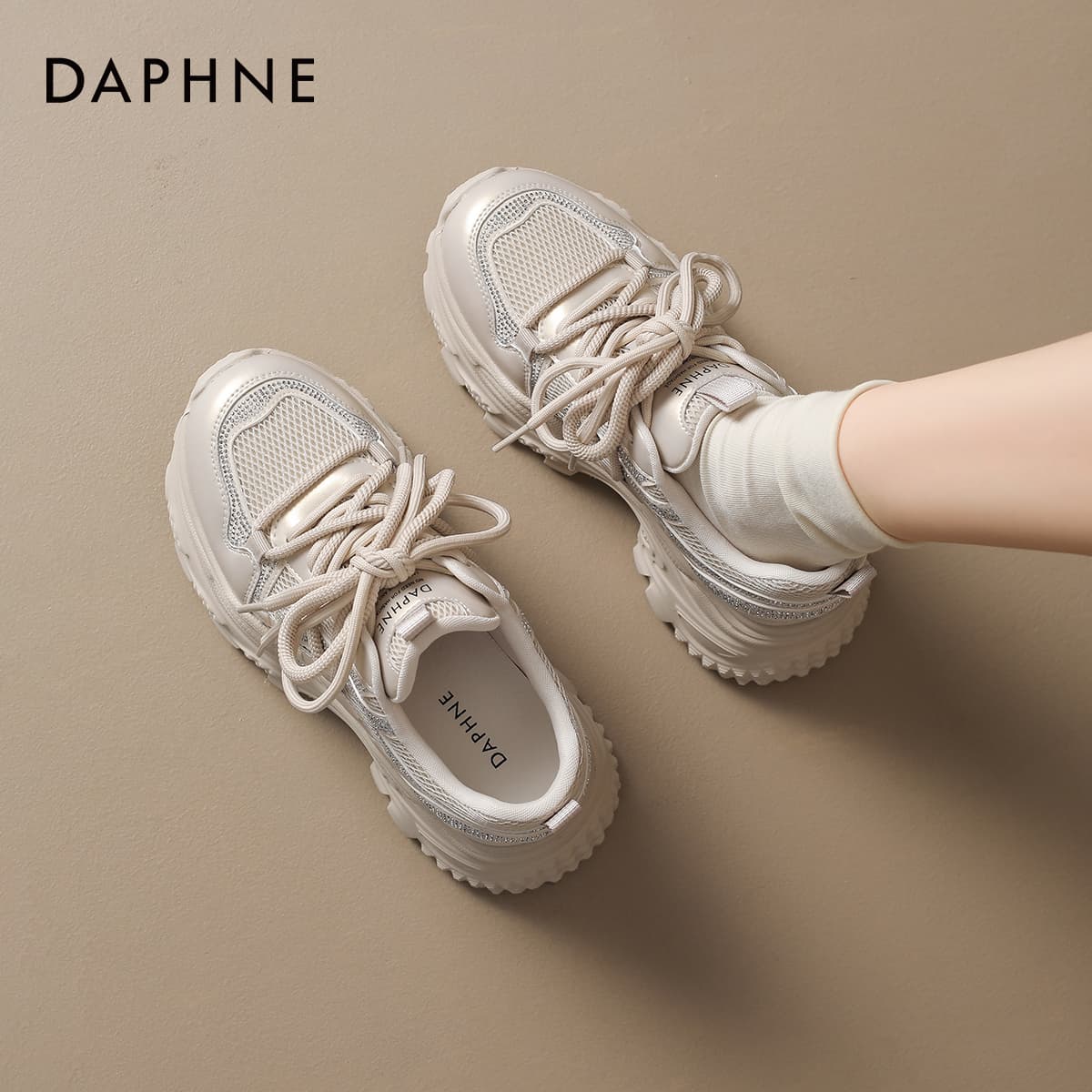 Кроссовки DAPHNE Синтетическая кожа текстиль Низкие кеды с толстой подошвой Женские - изображение 5