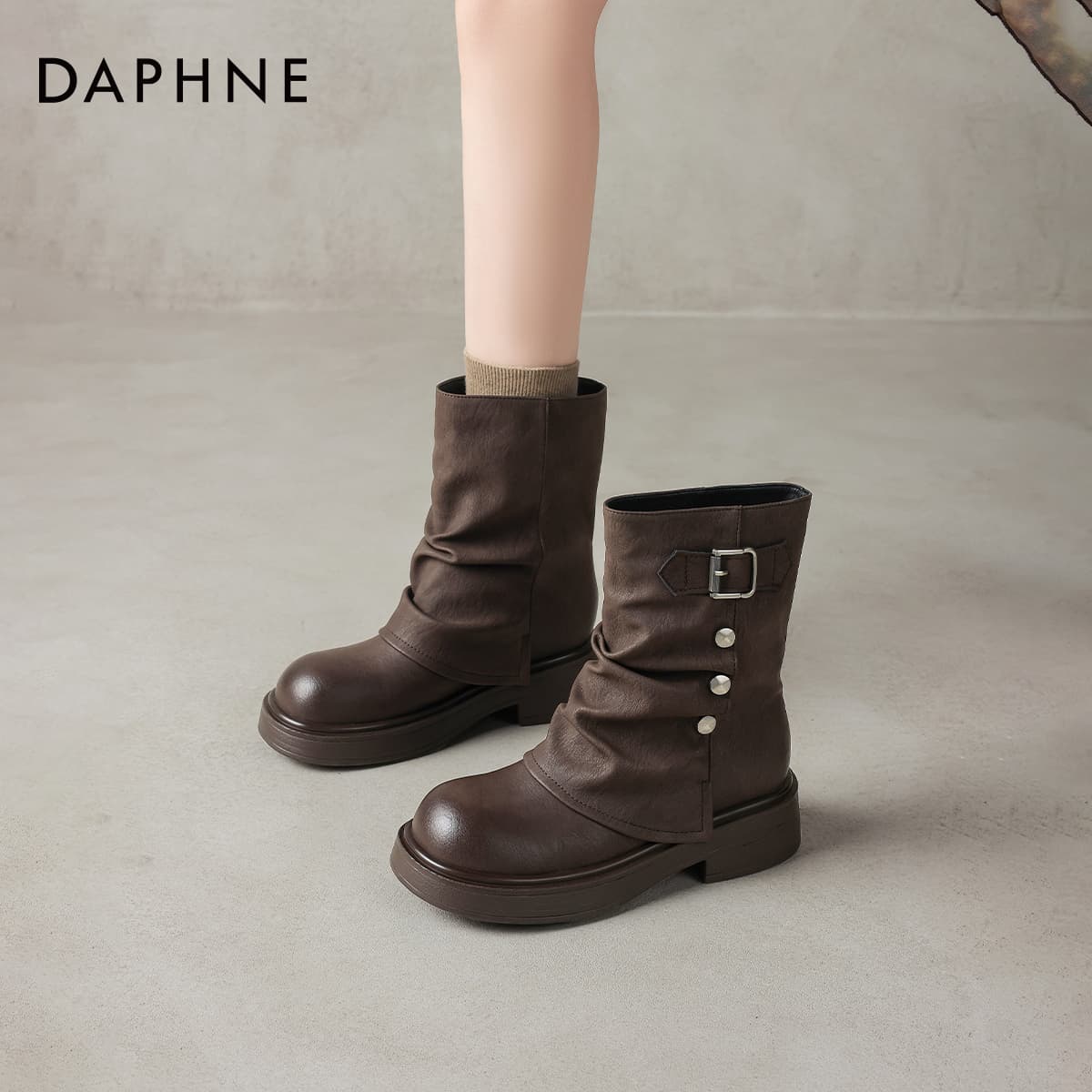 Сапоги DAPHNE Ботильоны Коричневый Женские - изображение 4