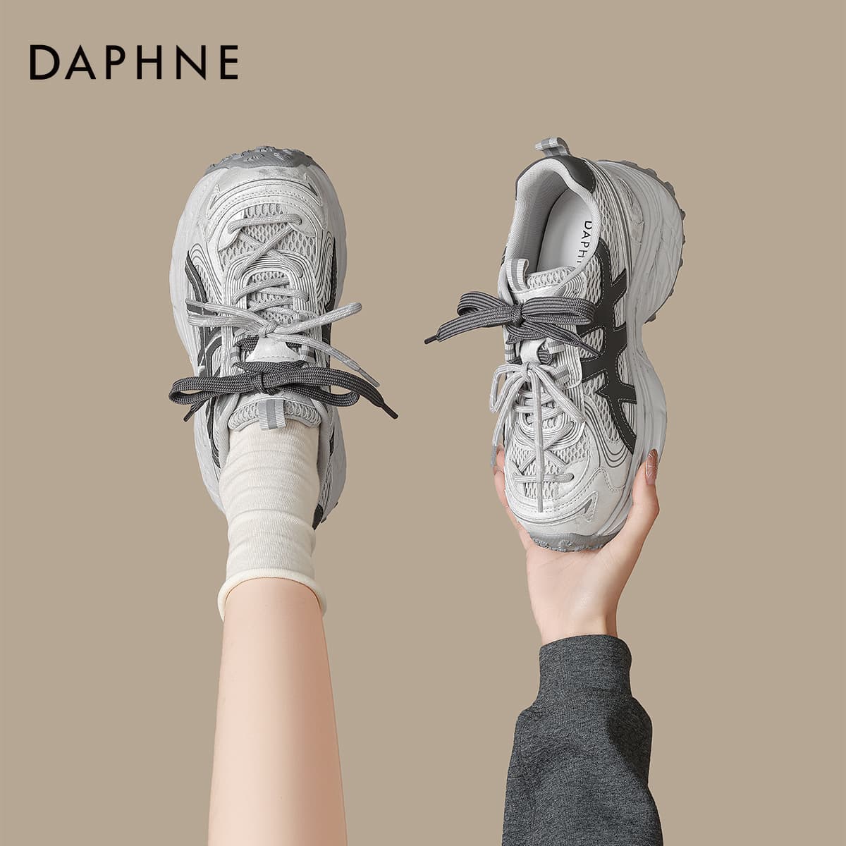 Кроссовки DAPHNE Массивные кроссовки Low Топ Серый Женские - изображение 6