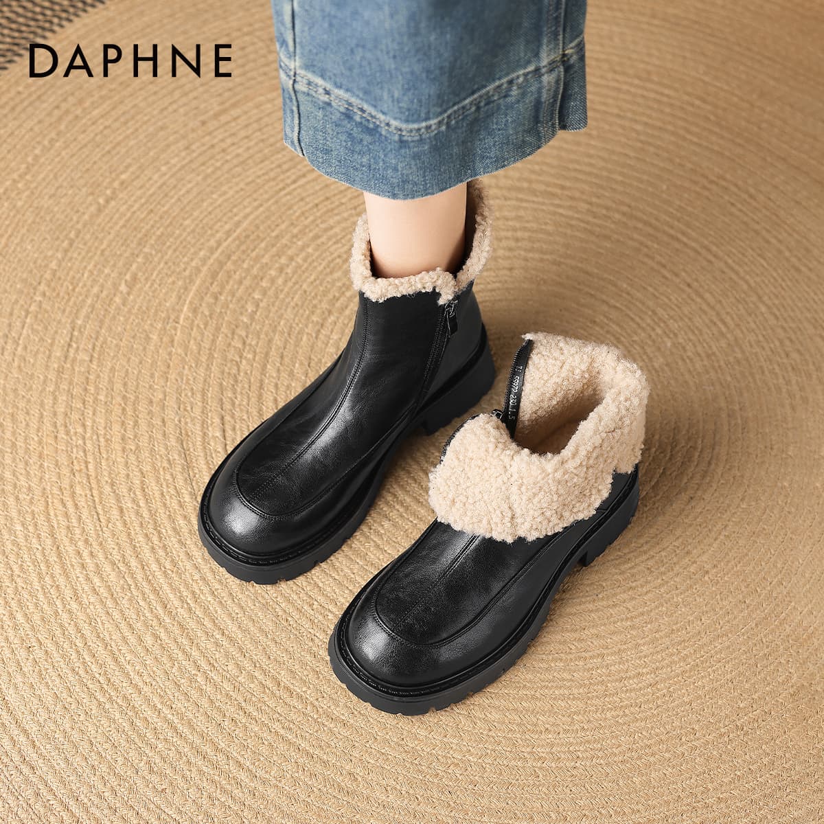 Сапоги DAPHNE Синтетическая кожа Минималистичный Однотонный Утолщенный и с флисовой подкладкой Ветрозащитный Термический - изображение 4