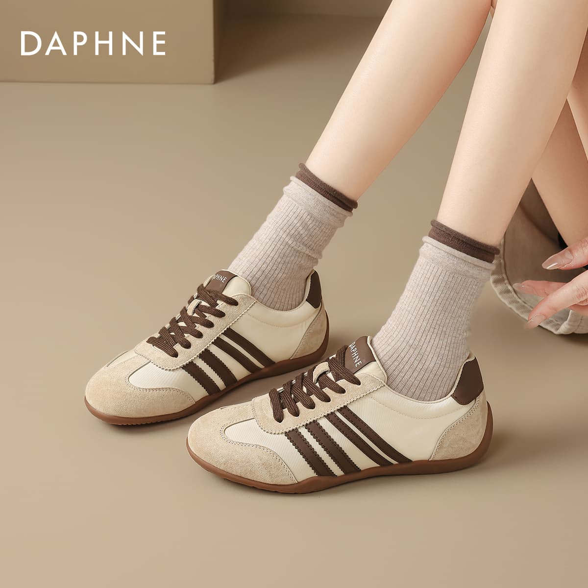 Кроссовки DAPHNE Кеды немецкой армии (GAT) Низкий Топ Абрикос Женские - изображение 6