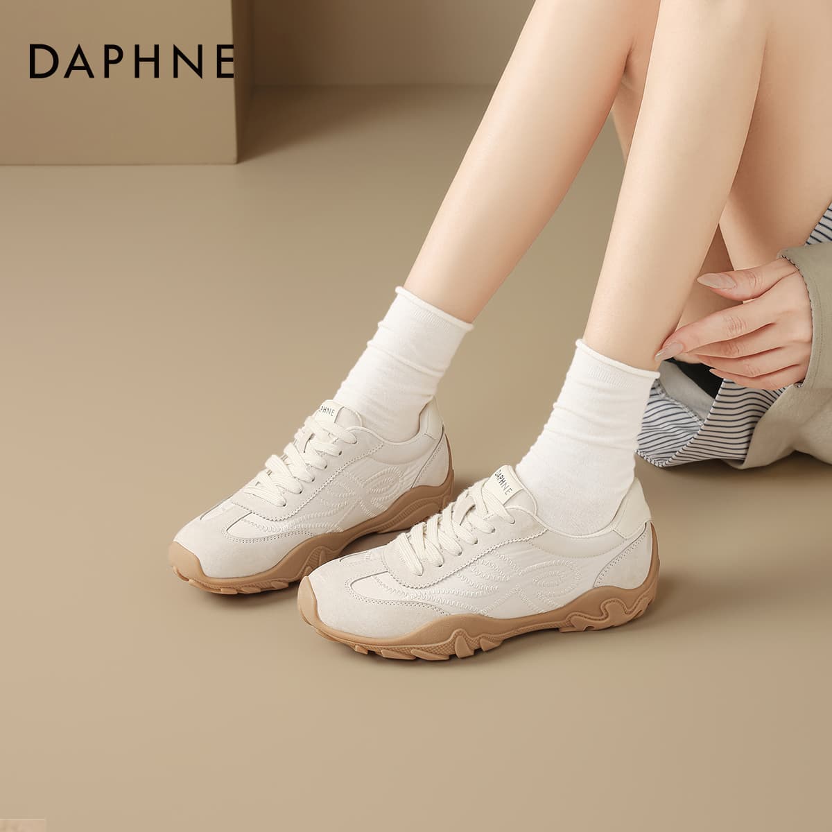 Кроссовки DAPHNE Повседневная обувь Low Топ Бежевый Женские - изображение 6