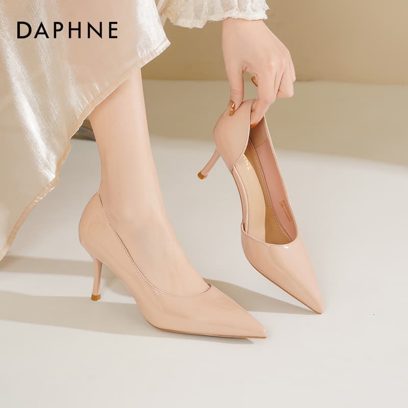 Туфли DAPHNE Высокие каблуки Телесный [Боковая сторона с разрезами стиль] Женские - изображение 4