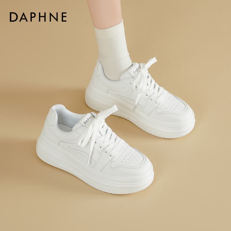 Кроссовки DAPHNE Скейтборд Кроссовки Low Топ Белые [5 5 см Платформа] Женские - изображение 6