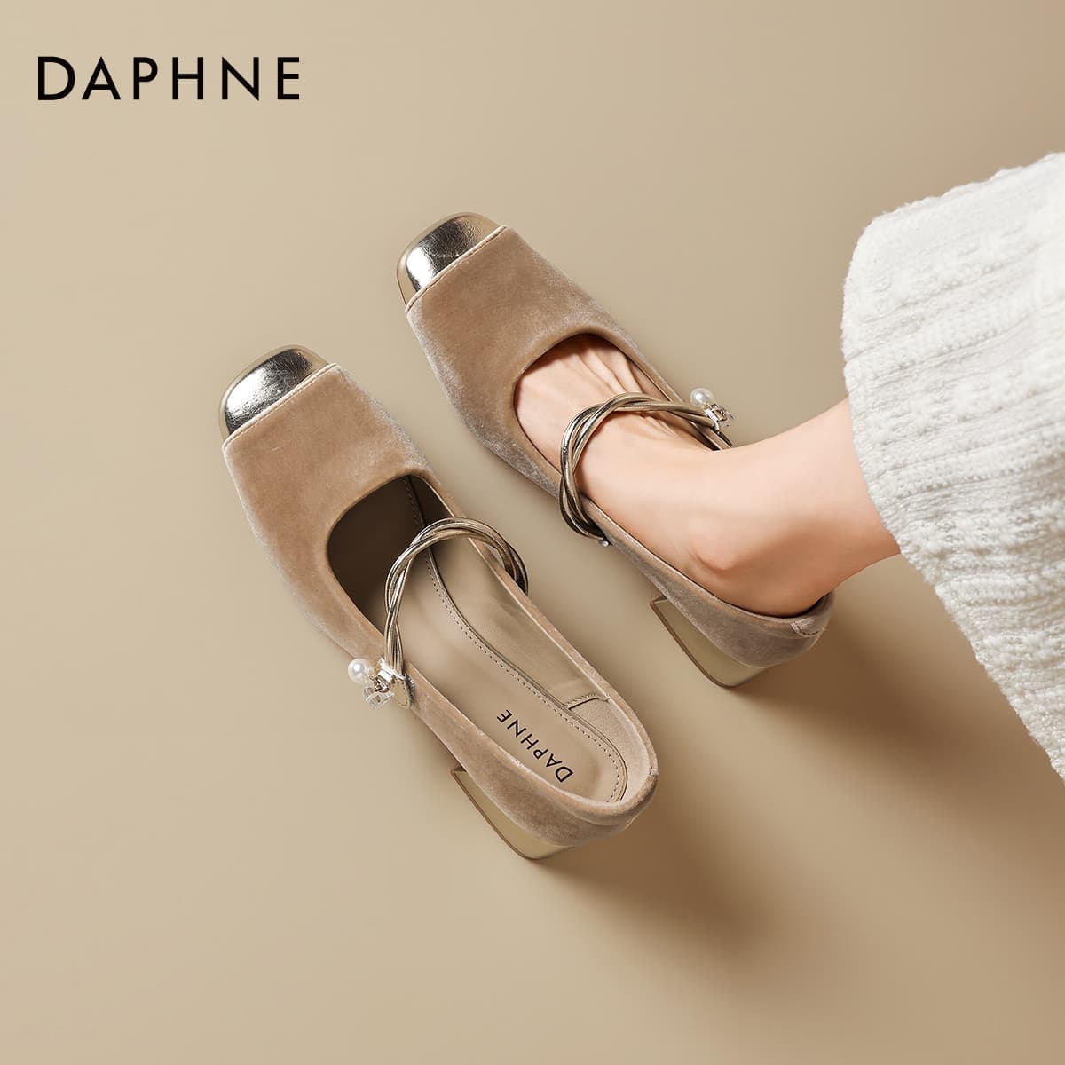 DAPHNE Текстиль Синтетическая кожа Туфли Мэри Джейн с грубым каблуком Женские - изображение 6
