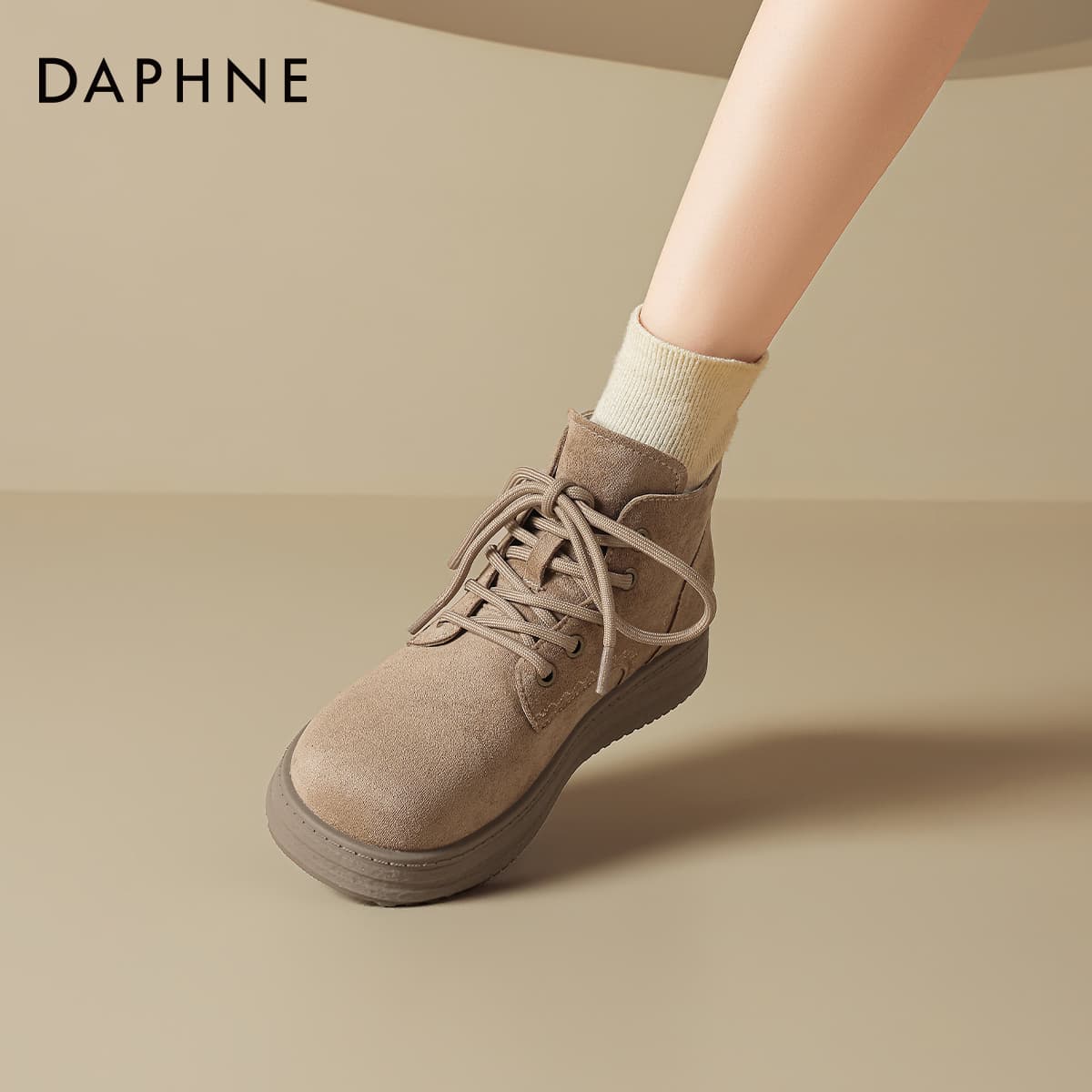 Ботинки DAPHNE Армейские ботинки Песок Женские - изображение 6