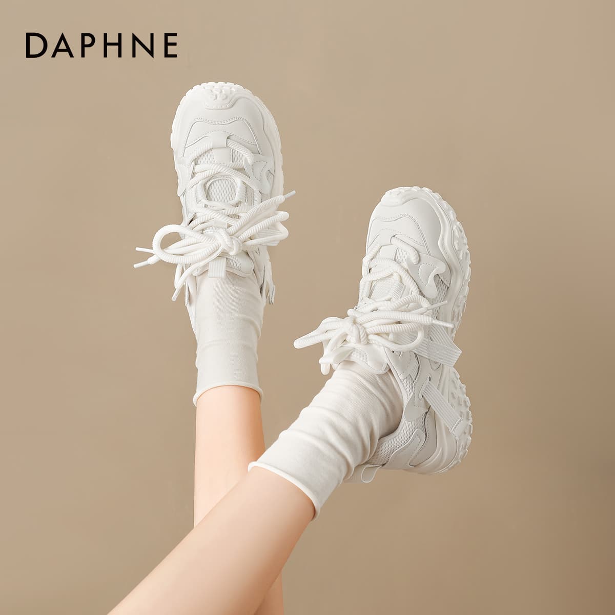 Кроссовки DAPHNE Синтетическая кожа текстиль Низкие кеды с толстой подошвой Женские - изображение 3