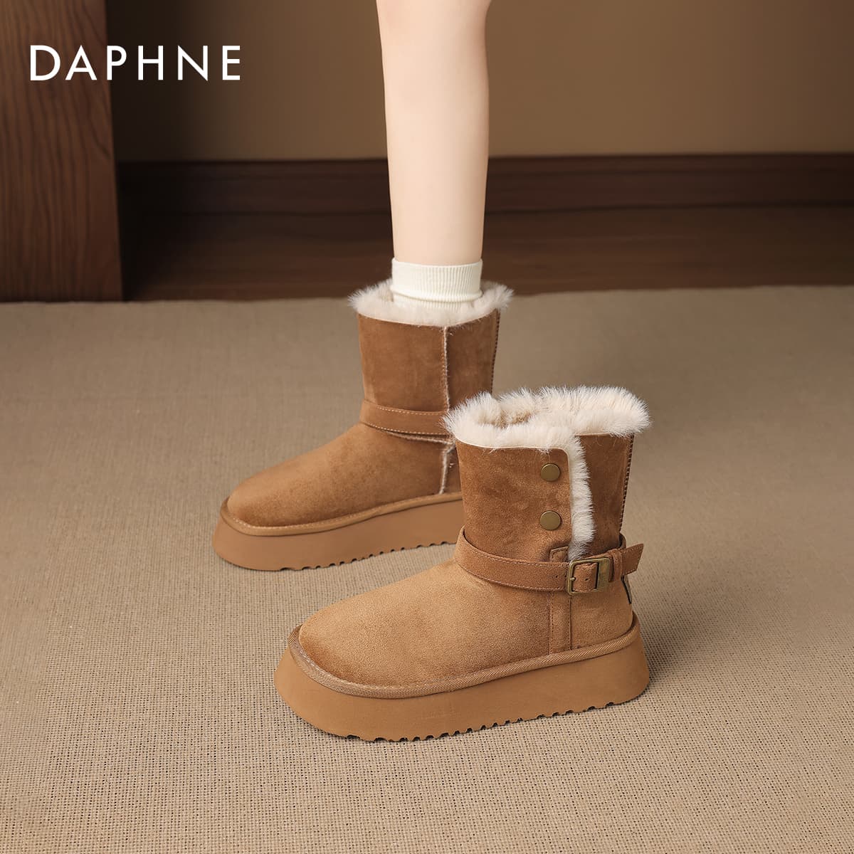 Ботинки зимние DAPHNE Ткань Майярд Стиль С флисовой подкладкой Термический Легкий Сосна Дизайн Двусторонний Противоскользящий Удобный - изображение 4