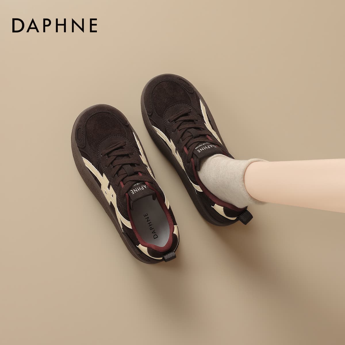 Кроссовки DAPHNE Кеды для скейтбординга Low Топ Кофе Женские - изображение 6
