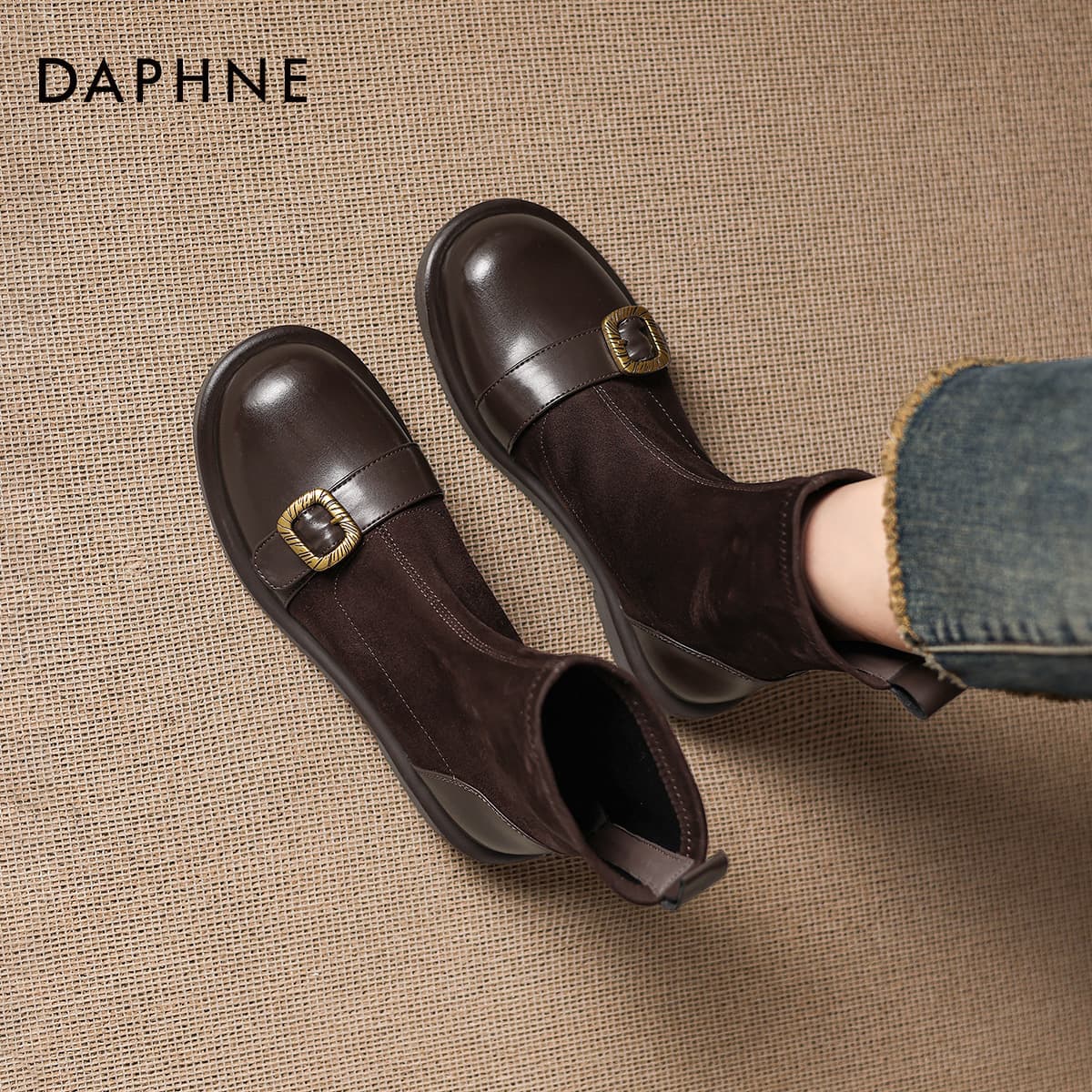 Ботинки DAPHNE Короткий Сапоги-чулки и ботинки с вязаным голенищем Женские - изображение 4