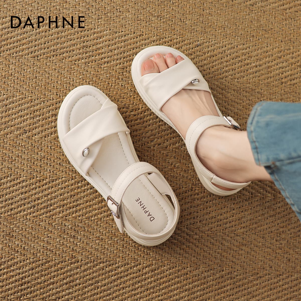 Шлёпанцы DAPHNE Синтетическая кожа Одиночные Шнуровые Сандалии Женские - изображение 4
