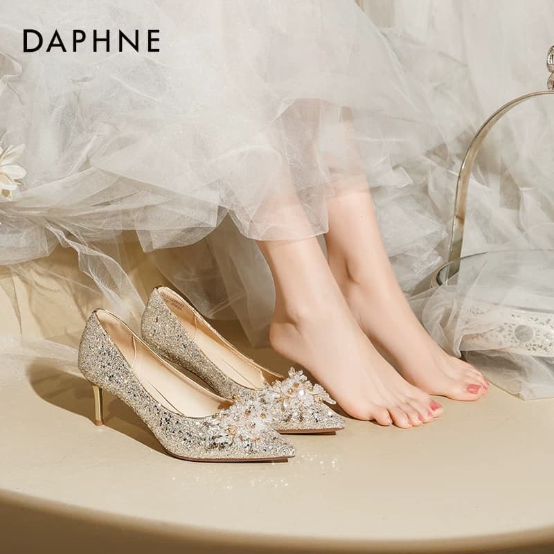 Туфли DAPHNE Высокие каблуки Сияющее Золото Женские - изображение 5
