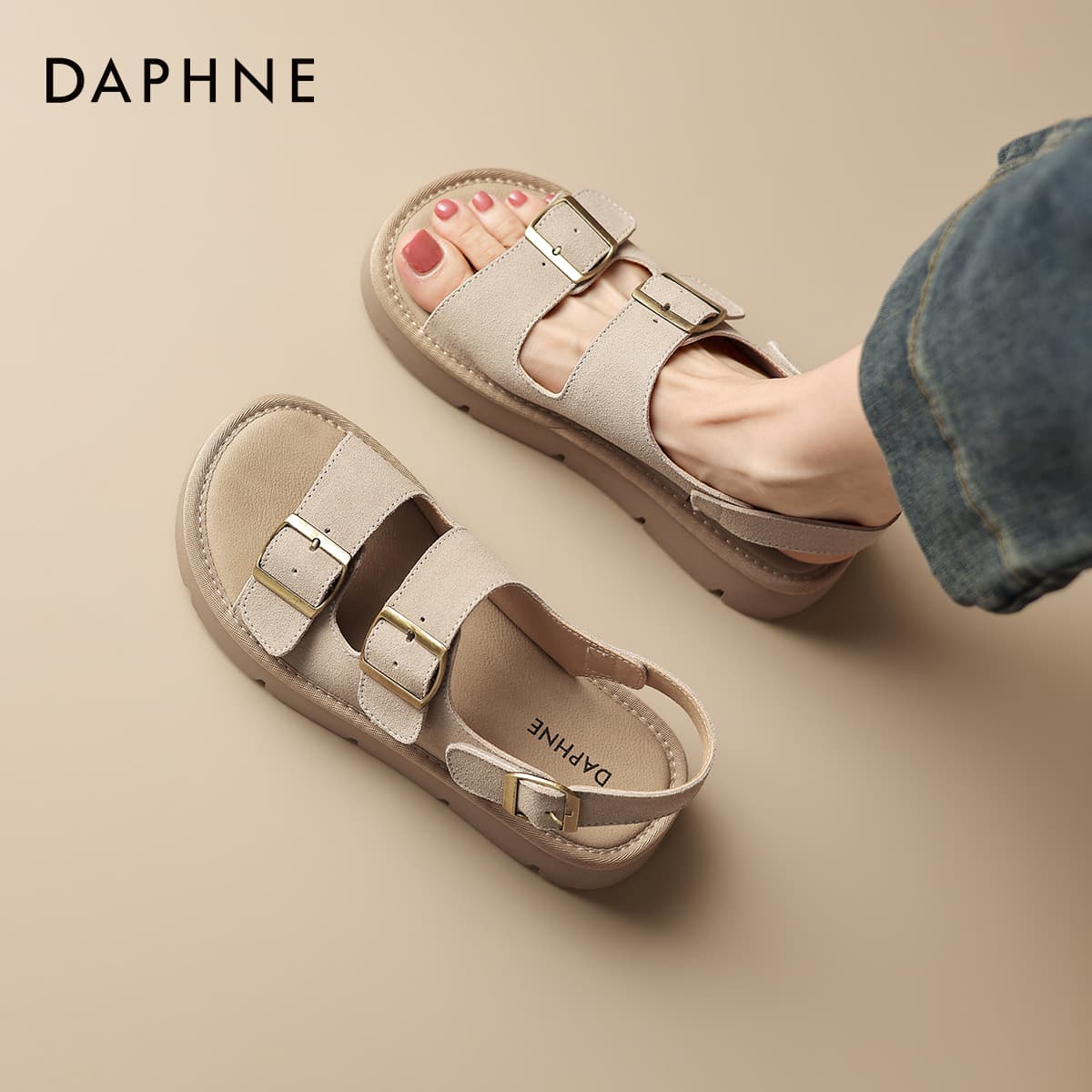 Шлёпанцы DAPHNE Сандалии из коровьей кожи с одним ремешком и шнуровкой женские - изображение 6
