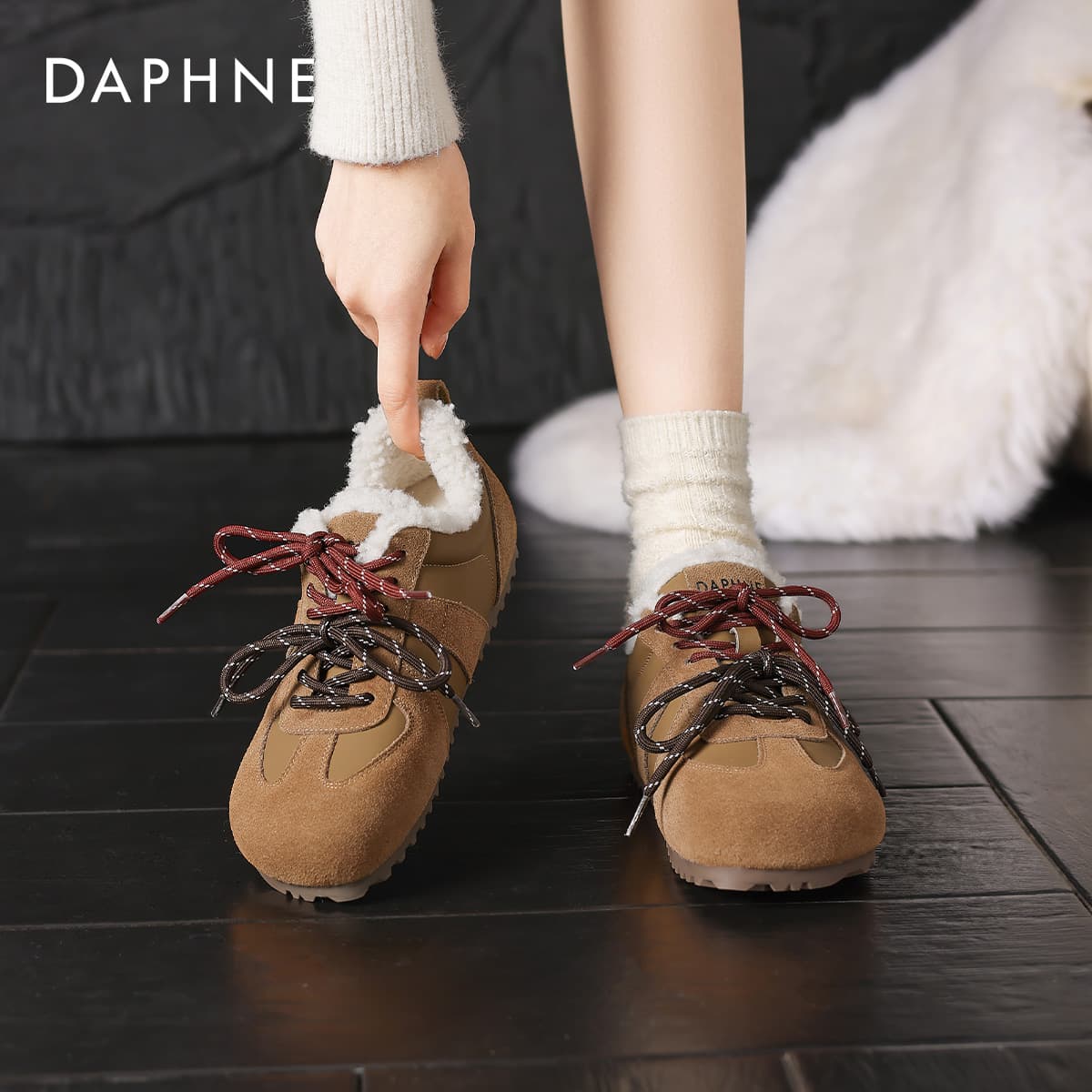 Ботинки зимние DAPHNE Сноубутсы Верблюжий цвет С флисовой подкладкой Женские - изображение 6