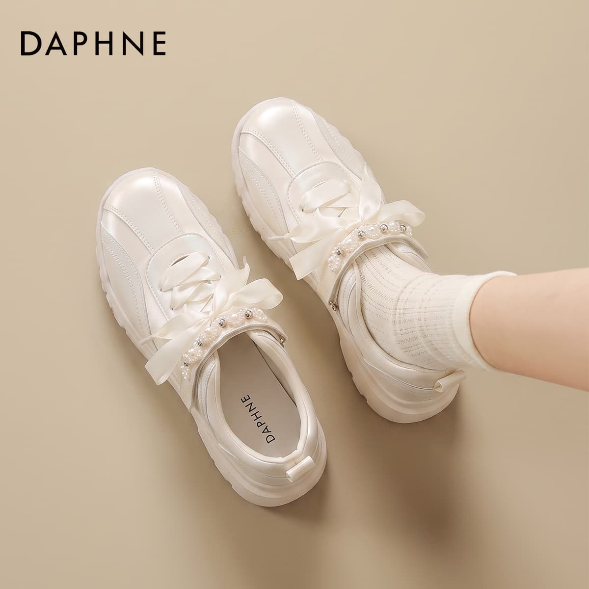 Кроссовки DAPHNE Повседневная обувь Low Топ Бежевый Женские - изображение 3