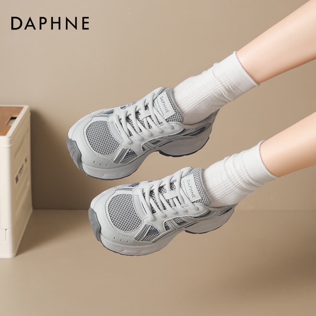 Кроссовки DAPHNE Синтетическая кожа текстиль Низкие кеды с толстой подошвой Женские - изображение 4