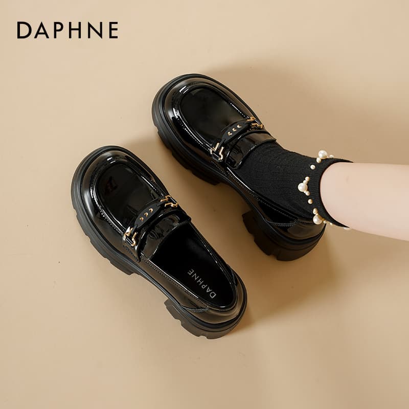 Лоферы DAPHNE Лоферы Низкий Топ Классический Универсальный Черный [6,5 см Высота каблука] Женский - изображение 6