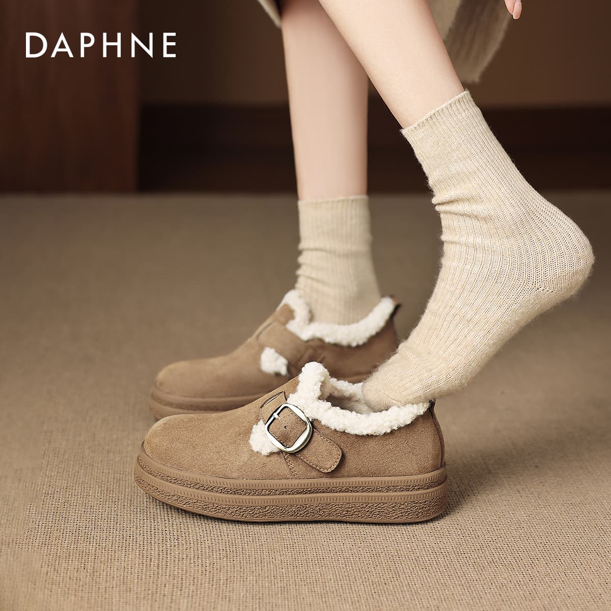 Ботинки зимние DAPHNE Классический Однотонный Мягкий Подошва Утолщенный и с Флисовой Подкладкой Планшет Биркенсток Стиль Обувь - изображение 3