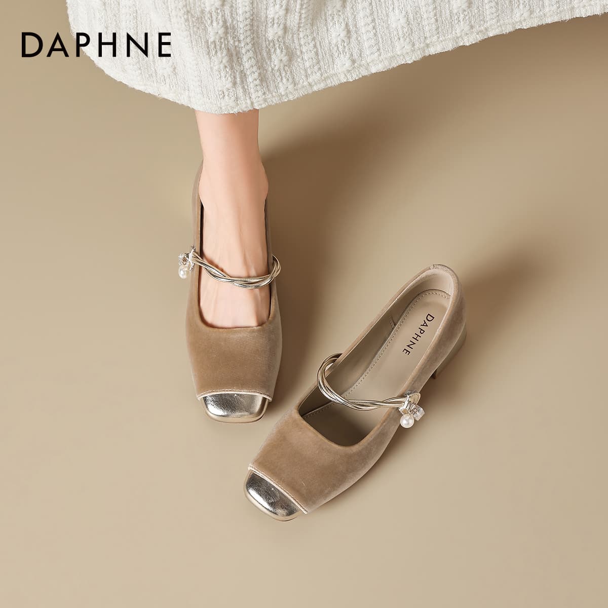 DAPHNE Текстиль Синтетическая кожа Туфли Мэри Джейн с грубым каблуком Женские - изображение 5