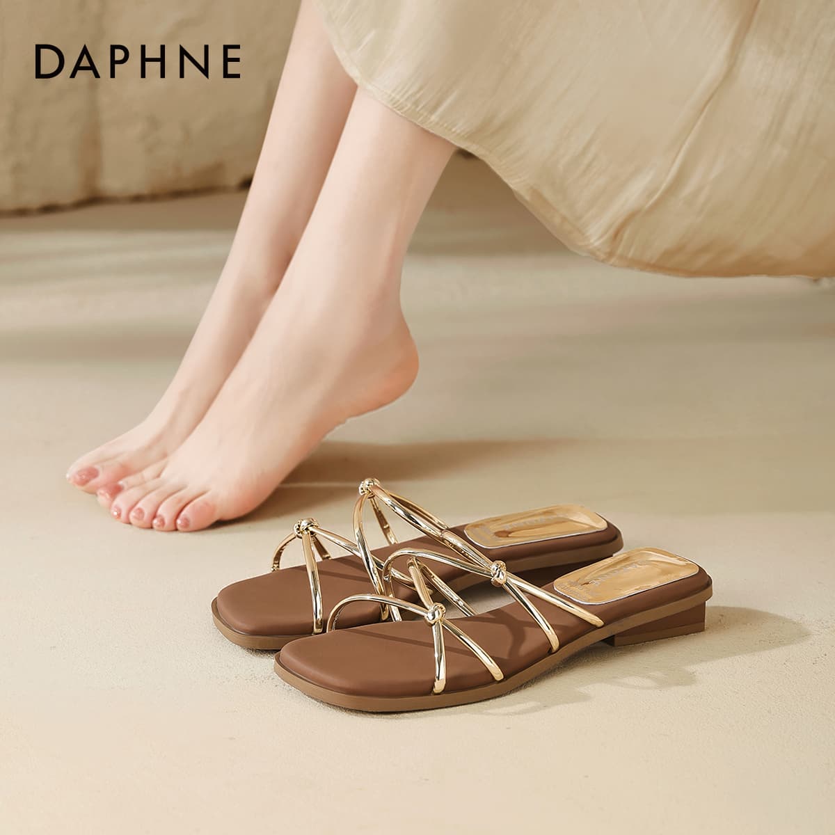 Шлёпанцы DAPHNE Синтетическая кожа Одиночные Шнуровые Сандалии Женские - изображение 4