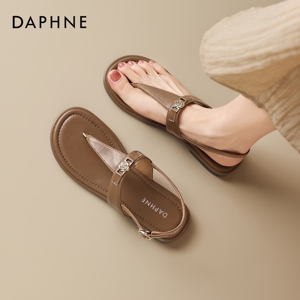Шлёпанцы DAPHNE Синтетическая кожа Одиночные Шнуровые Сандалии Женские - изображение 4